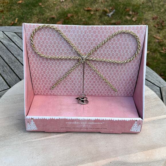 NEW Cupcakes and Cashmere Gold Crystal Bow Tree Topper Glam Holiday Decor NWT - Picture 16 of 16